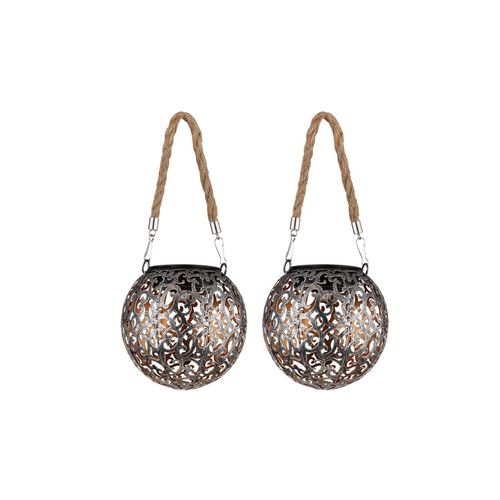 9007371466986 - Solarlampe Hängeleuchte Gartendeko led Garten rund Außenleuchte Tisch Pendellampe im Kugeldesign Metall kupfer silber 1x led DxH 12x26 cm 2er Set 9007371466986 - Solarlampe Hängeleuchte Gartendeko led Garten rund Außenleuchte Tisch Pendellampe im Kugeldesign Metall kupfer silber 1x led DxH 12x26 cm 2er Set