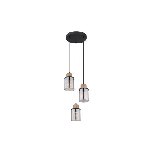 9007371466504 - - Pendelleuchte Hängelampe Esszimmerleuchte Wohnzimmerlampe Metall Glas rauchfarben 3 flammig d 27 cm