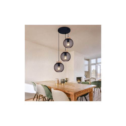 9007371480425 - - Hängeleuchte Pendelleuchte Deckenlampe hängend Vintage schwarz Metall Industrial 3 flammig Holz braun 3x E27 Fassungen DxH 44x120cm 9007371480425 - - Hängeleuchte Pendelleuchte Deckenlampe hängend Vintage schwarz Metall Industrial 3 flammig Holz braun 3x E27 Fassungen DxH 44x120cm