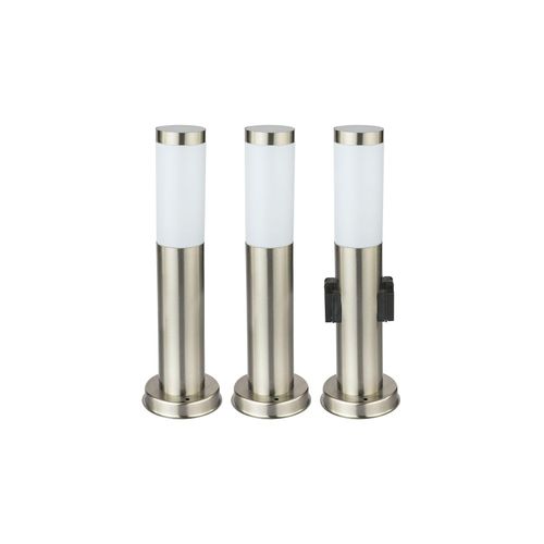 4059157030725 - Etc-shop - 3er Set Steh Leuchten Außen Beleuchtungen Steckdosen Edelstahl Stand Lampen Strahler IP44 E27 Licht