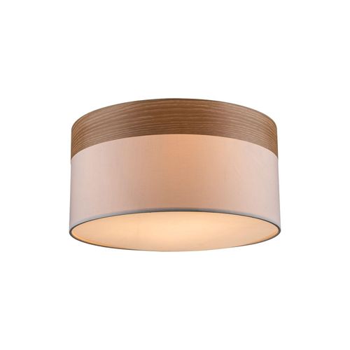 4059157193031 - Etc-shop - Deckenleuchte Deckenlampe Wohnzimmer Leuchte rund blau Holz Textil beige Metall Stoff 1x E27 DxH 40x25 cm Esszimmer