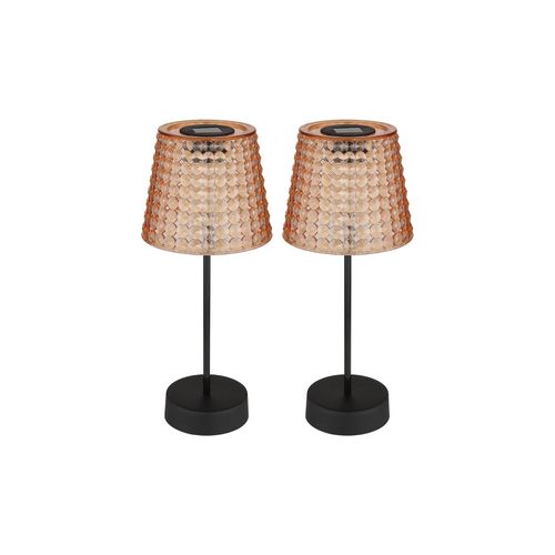 9007371502394 - - led Außenlampe Solarlampe Tischleuchte Gartendeko Kristallleuchte amber schwarz Kunststoff Akku IP44 3000K warmweiß 2er Set h 29 cm 9007371502394 - - led Außenlampe Solarlampe Tischleuchte Gartendeko Kristallleuchte amber schwarz Kunststoff Akku IP44 3000K warmweiß 2er Set h 29 cm