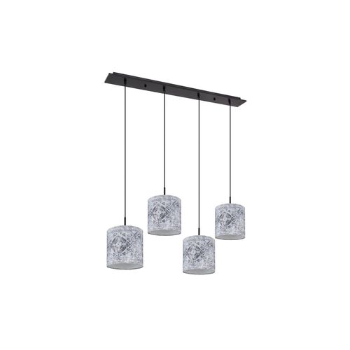 9007371483778 - - Hängeleuchte Pendellampe Wohnzimmerleuchte Esszimmerlampe 4 Flammig Muster Textilschirme Metall schwarz grau h 150 cm 9007371483778 - - Hängeleuchte Pendellampe Wohnzimmerleuchte Esszimmerlampe 4 Flammig Muster Textilschirme Metall schwarz grau h 150 cm