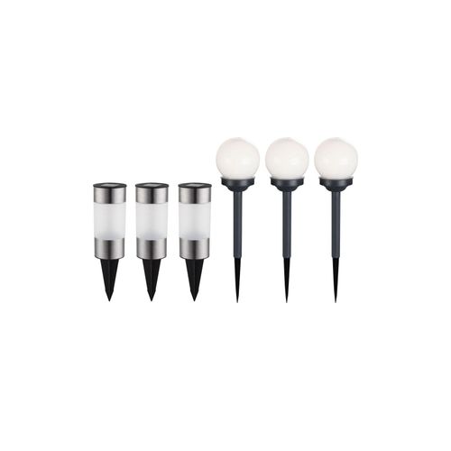 9007371574100 - 6er Set LED Solar Steckleuchten aus Edelstahl und Kunststoff