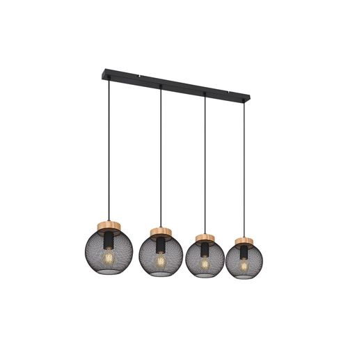 9007371496624 - Hängeleuchte Käfig Design Hängelampe Esstisch Pendelleuchte Holz Kugelform Metall Gitter schwarz Fassungen 4x E27 LxBxH 95x20x120 cm 9007371496624 - Hängeleuchte Käfig Design Hängelampe Esstisch Pendelleuchte Holz Kugelform Metall Gitter schwarz Fassungen 4x E27 LxBxH 95x20x120 cm
