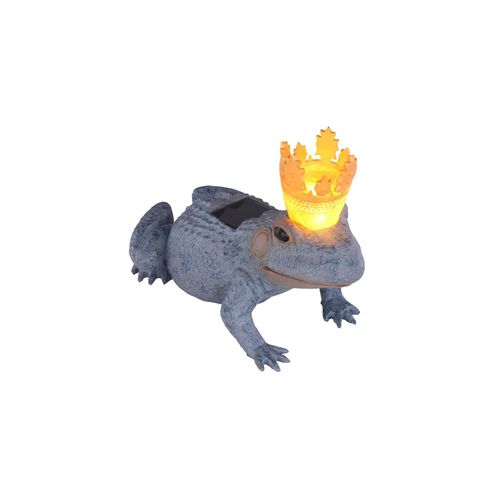 9007371372935 - LED Solarleuchte Froschkönig grau gold Höhe 22 cm 9007371372935 - LED Solarleuchte Froschkönig grau gold Höhe 22 cm