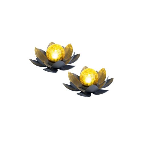 9007371568376 - 2er Set LED Solarleuchte Lotusblume 25 cm