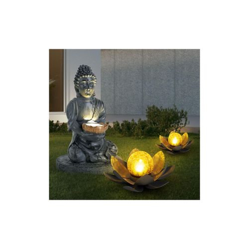 9007371547418 - 3er Set LED Solarleuchten 2x Lotosblume 1x Buddha