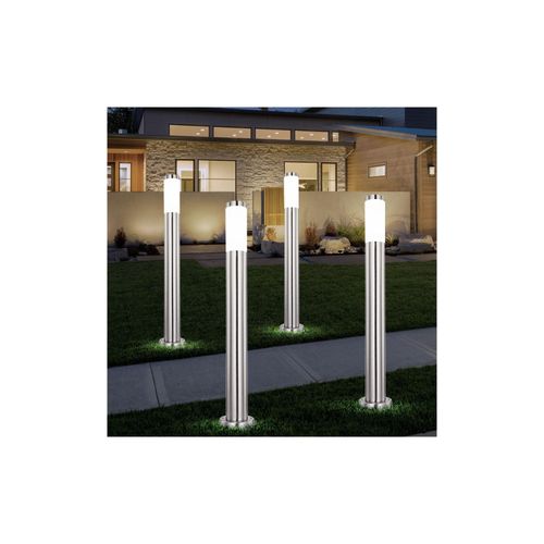 9007371565634 - 4er Set Stehleuchten Edelstahl opal H 80 cm BOSTON 9007371565634 - 4er Set Stehleuchten Edelstahl opal H 80 cm BOSTON