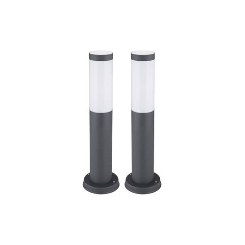 4059157131194 - Etc-shop - 2er Set Edelstahl Sockel Lampen Garten Weg Beleuchtung Außen Stand Steh Hof Leuchten anthrazit
