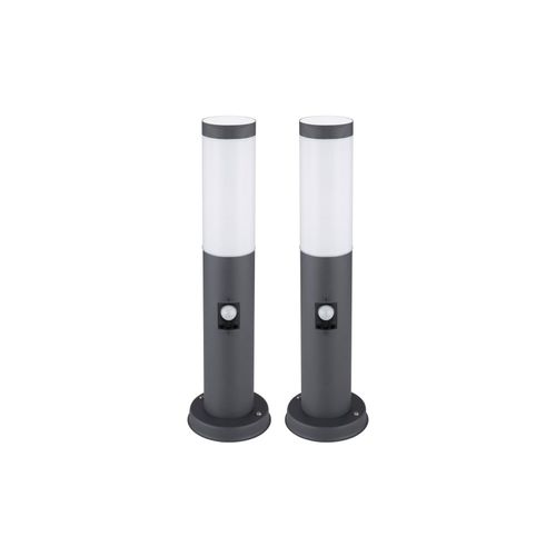 9007371542840 - 2er Set Sockelleuchte Edelstahl anthrazit Bewegungsmelder