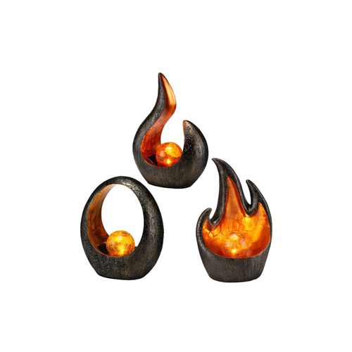 4059157122413 - Etc-shop - 3x led Solar Tisch Leuchten Garten Dekoration Sichel Flamme Oval Design Balkon Außen Lampen grau gold