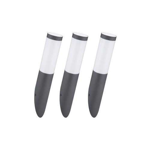 9007371568772 - 3er Set Fackel-Wandleuchte Edelstahl anthrazit H 39 cm 9007371568772 - 3er Set Fackel-Wandleuchte Edelstahl anthrazit H 39 cm
