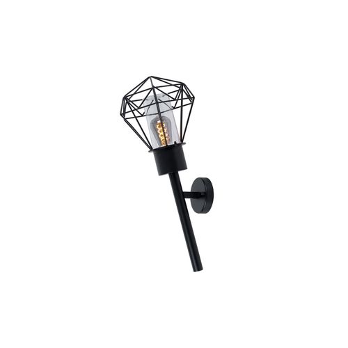4059157316867 - Außenleuchte Wandleuchte IP44 Gartenlampe Fackel schwarz Vintage Wandlampe Diamant Gitteroptik Edelstahl Metall E27 Fassung HxBxÜ 285x225x285