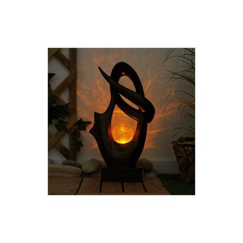 9007371416547 - LED Solarleuchte schwarz Glas Crackle Design H 45 cm 9007371416547 - LED Solarleuchte schwarz Glas Crackle Design H 45 cm