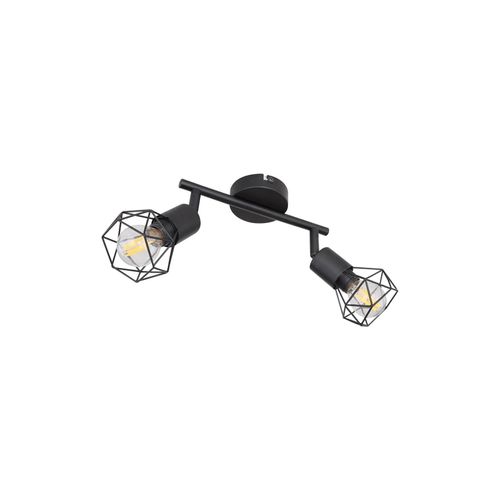 4059157190399 - Etc-shop - Deckenleuchte 2 Flammig schwarz Spotleuchte 2 Strahler Deckenlampe schwenkbar schwarz Käfig Design Metall 2x E14 LxBxH 22x8x18 cm