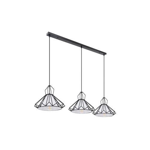 4059157178588 - Etc-shop - Hängeleuchte Pendellampe Wohnzimmerleuchte Esszimmerlampe Küchenlampe Flurleuchte 3 Flammig Metall Textil schwarz weiß E27 l 120 cm