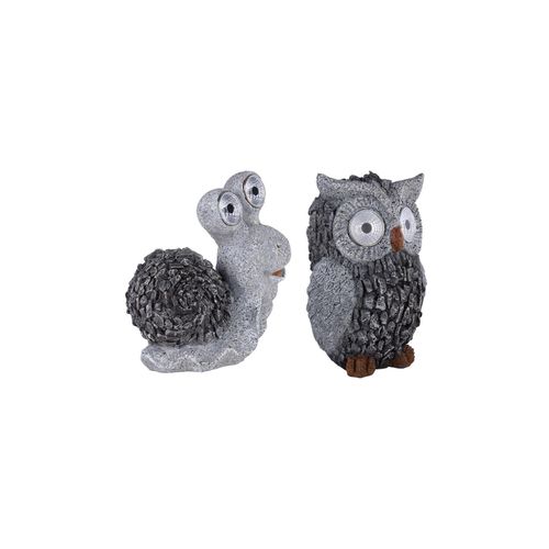 9007371548675 - LED Solarleuchte Eule Schnecke grau Akku 9007371548675 - LED Solarleuchte Eule Schnecke grau Akku