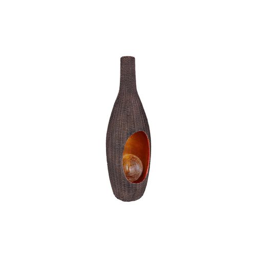 4059157354531 - Solarleuchte Rattan-Optik goldfarben mit Glaskugel Solarleuchte Gartendeko für Außen Deko Design Crackle braun led warmweiß LxH 143x455 cm