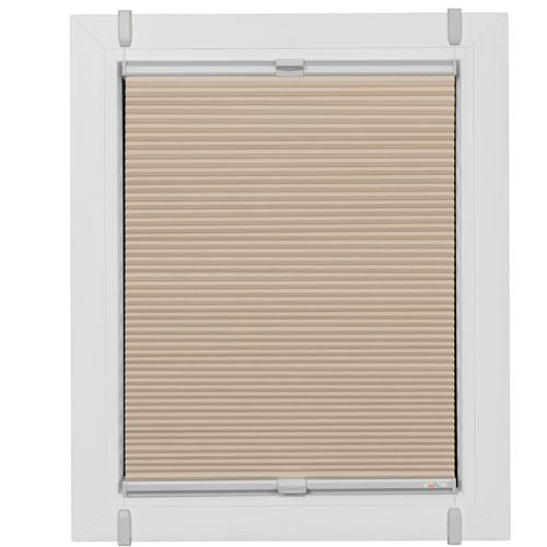 4001442926121 - Wabenplissee One Size Style Honeycomb VD Plissees Gr 100 cm zweiseitig verschiebbar 110 cm beige (beige grau grau) Plissees ohne Bohren Zubehörfarbe zum Klemmen