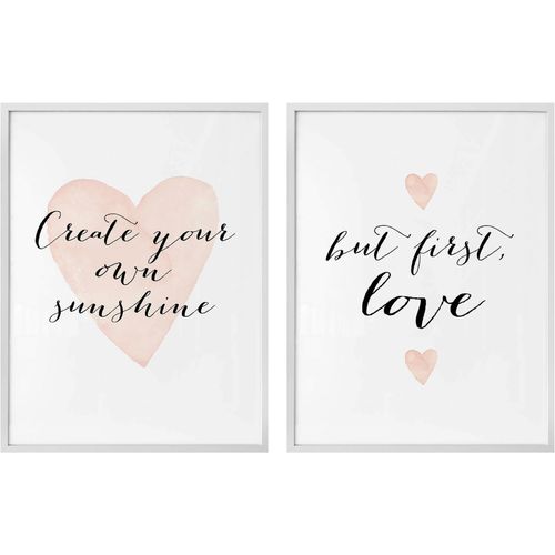 4063129025183 - Poster WALL-ART Confetti and Cream - Love is everything Bilder Gr B H 50 cm x 60 cm 2 St bunt (weiß schwarz rosa) Poster Bilder mit Rahmen Poster Wandbild Bild Wandposter