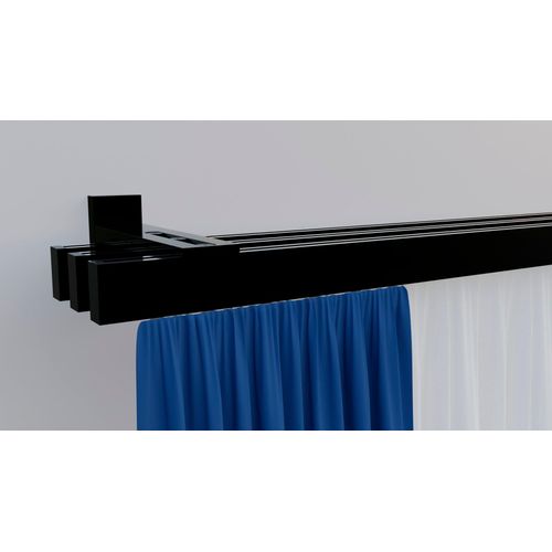4042627459683 - Gardinenstange INDEKO Bern Gardinenstangen Gr L 330 cm 1 St 3 läufig schwarz Gardinenstangen nach Maß Innenlauf Komplett-Set inkl Gleitern und Montagematerial