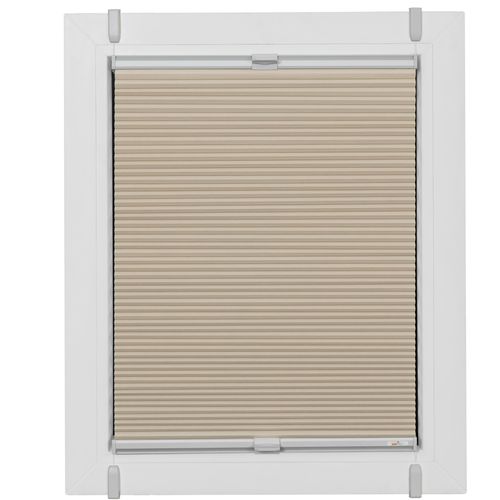 4001442925667 - Wabenplissee One Size Style Honeycomb VD Plissees Gr 210 cm zweiseitig verschiebbar 60 cm beige (beige grau grau) Plissees ohne Bohren Zubehörfarbe zum Klemmen