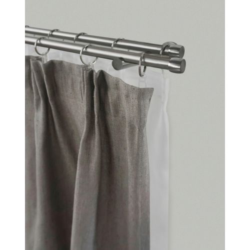 9002777341288 - Gardinenstange GARESA KAPPE Gardinenstangen Gr L 360 cm Ø 16 mm 2 läufig silberfarben (edelstahlfarben) Gardinenstangen nach Maß Vorhanggarnitur verlängerbar Kappe edelstahl optik mit Ringe