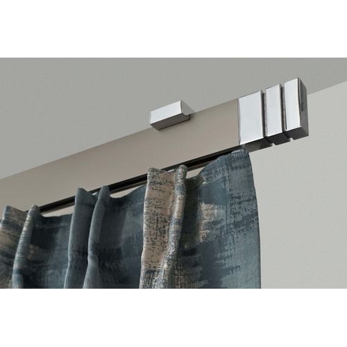 9002777160575 - Gardinenstange GARESA FLAT Gardinenstangen Gr L 460 cm 1 St 1 läufig silberfarben (vernickelt chromfarben) Gardinenstangen Deckenmontage Rechteckprofil Deckenmontage perfekter Lauf modern verlängerbar