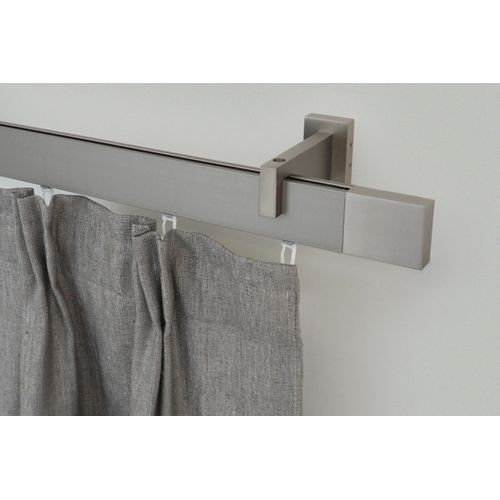 9002777156301 - Gardinenstange GARESA FLAT Gardinenstangen Gr L 480 cm 1 St 1 läufig silberfarben (vernickelt) Kinder Gardinenstangen für Rechteckprofil Wandmontage perfekter Lauf modern verlängerbar