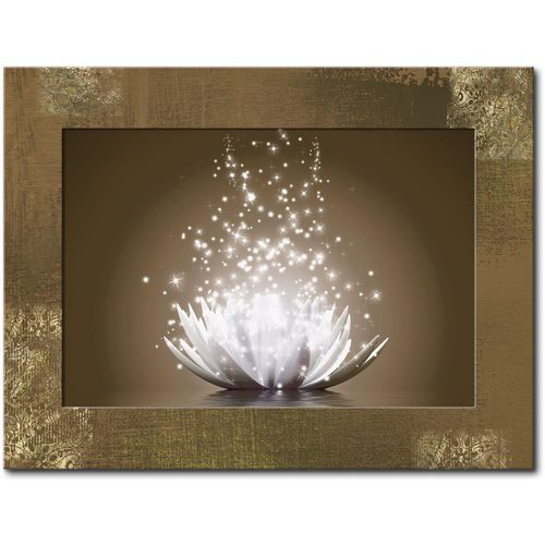 4055327061162 - Wandbild ARTLAND Magie der Lotus-Blume Bilder Gr B H 809 cm x 599 cm Wandbild Blumen 1 St braun Bild Metallbild Metallbilder Bilder 3D Optik gebogen