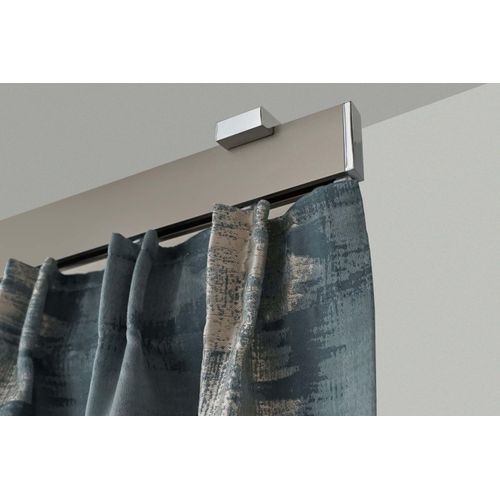 9002777158893 - Gardinenstange GARESA FLAT Gardinenstangen Gr L 340 cm 1 St 1 läufig silberfarben (vernickelt chromfarben) Gardinenstangen Deckenmontage Rechteckprofil perfekter Lauf modern verlängerbar mit Endkappe