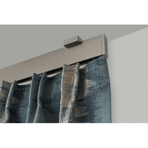 9002777159418 - Gardinenstange GARESA FLAT Gardinenstangen Gr L 470 cm 1 St 1 läufig silberfarben (vernickelt) Gardinenstangen Deckenmontage Rechteckprofil perfekter Lauf modern verlängerbar mit Endkappe