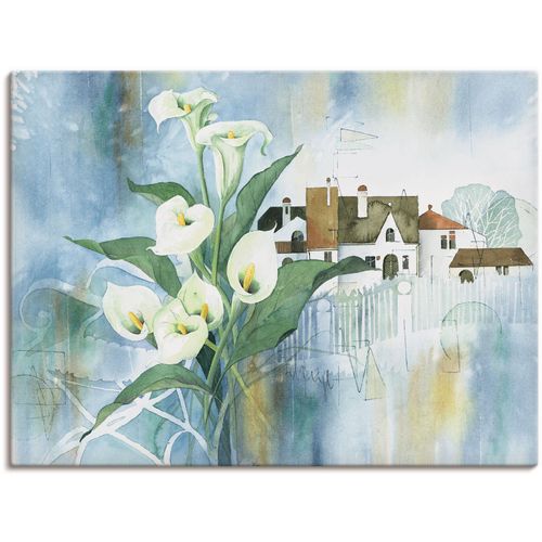 4055327816281 - Wandbild ARTLAND Weißer Lilienstrauß Bilder Gr B H 40 cm x 30 cm Leinwandbild Blumen 1 St weiß Bild Kunstdruck Kunstdrucke Bilder als Leinwandbild Wandaufkleber oder Poster in versch Größen