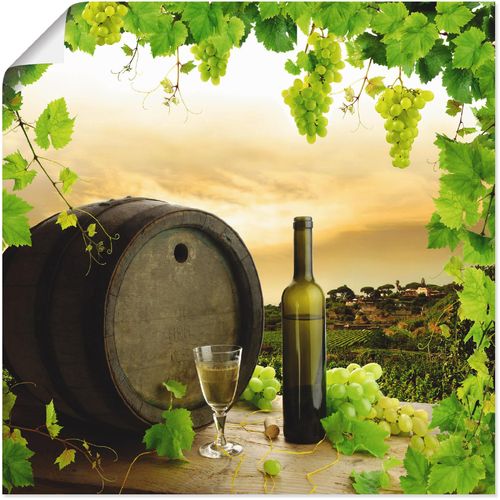 4062144601938 - Wandbild ARTLAND Wein Trauben Reben Weinberg Bilder Gr B H 50 cm x 50 cm Poster Wein Bilder quadratisch 1 St grün Kunstdrucke als Alubild Leinwandbild Wandaufkleber oder Poster in versch Größen
