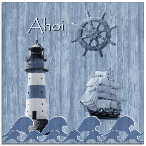 4059745179447 - Glasbild ARTLAND Ahoi im maritimen Blau Bilder Gr B H 30 cm x 30 cm Glasbild Küste quadratisch 1 St blau Bild Glasbild Glasbilder Bilder in verschiedenen Größen