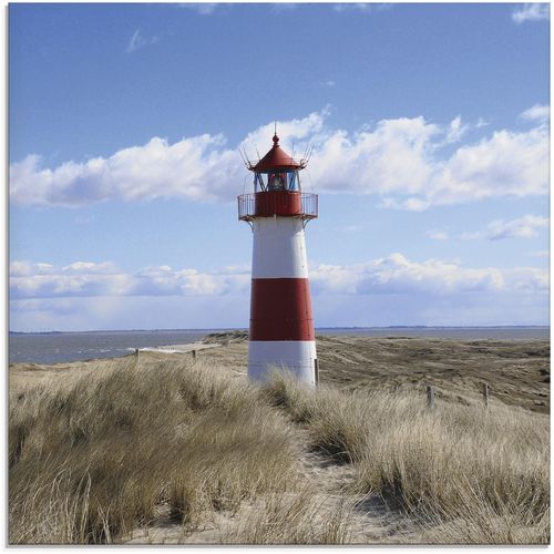 4058661598097 - Glasbild ARTLAND Leuchtturm Sylt Bilder Gr B H 40 cm x 40 cm Gebäude 1 St blau Glasbilder Bilder in verschiedenen Größen