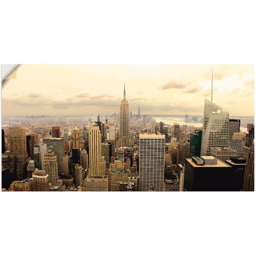 4059745528962 - Wandbild ARTLAND Skyline Manhattan - New York Bilder Gr B H 60 cm x 30 cm Wandaufkleber - Vinyl Amerika 1 St beige (natur) Bild Metallbild Metallbilder Bilder als Alubild Leinwandbild Wandaufkleber oder Poster in versch Größen