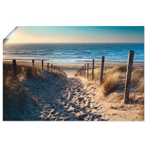 4059745930017 - Wandbild ARTLAND Weg zum Nordseestrand Sonnenuntergang Bilder Gr B H 90 cm x 60 cm Poster Strand Querformat 1 St beige (naturfarben) Bild Metallbild Metallbilder Bilder als Alubild Leinwandbild Wandaufkleber oder Poster in versch Größen