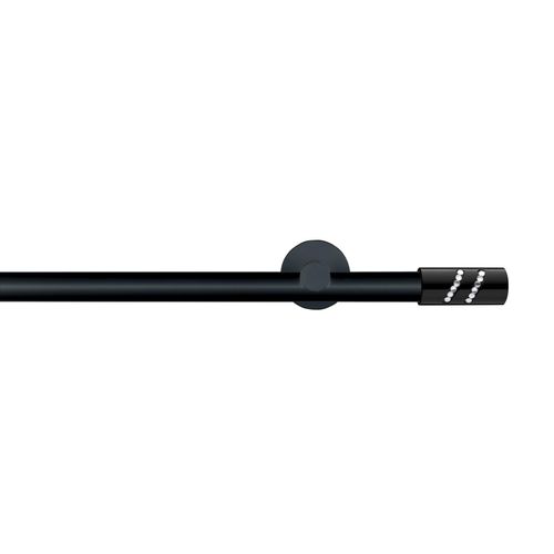 9002777360982 - Gardinenstange GARESA BLACK Gardinenstangen Gr L 220 cm Ø 20 mm 1 St 1 läufig schwarz Gardinenstangen nach Maß Vorhanggarnitur Innenlauf verlängerbar Endknopf mit Glitzersteinen