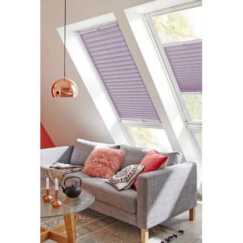 4001442782000 - Dachfensterplissee Classic Style Crepe Plissees Gr 100 cm zweiseitig verschiebbar 78 cm lila (flieder weiß) Dachfensterplissees mit Führungsschienen