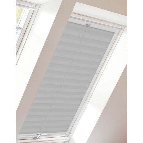 4001442762446 - Dachfensterplissee StartUp Style Crepe Plissees Gr 1215 cm zweiseitig verschiebbar 973 cm grau (grau weiß) Dachfensterplissees mit Führungsschienen
