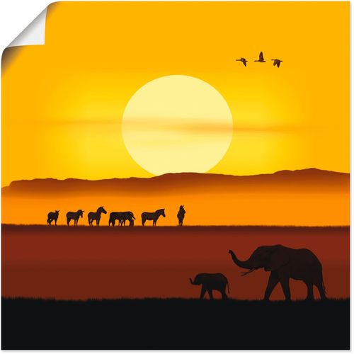 4059745142489 - Wandbild ARTLAND Ein Morgen in der afrikanischen Savanne Bilder Gr B H 40 cm x 40 cm Poster Wildtiere 1 St gelb Bild Kunstdruck Metallbild Metallbilder Bilder als Alubild Leinwandbild Wandaufkleber oder Poster in versch Größen