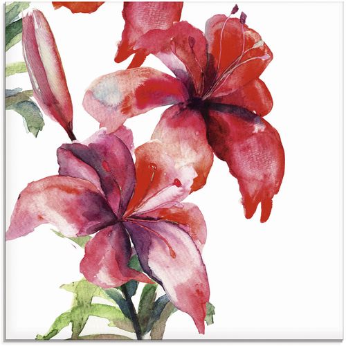 4059745777612 - Glasbild ARTLAND Lilien Bilder Gr B H 30 cm x 30 cm Blumen 1 St pink Glasbilder Bilder in verschiedenen Größen