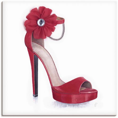 4055327294799 - Wandbild ARTLAND Damenschuh - Rotes Modell Bilder Gr B H 50 cm x 50 cm Leinwandbild Modebilder quadratisch 1 St weiß Kunstdrucke als Alubild Leinwandbild Wandaufkleber oder Poster in versch Größen
