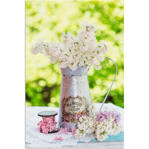4062144221648 - Wandbild ARTLAND Flieder und Shabby Chic Stillleben Bilder Gr B H 20 cm x 30 cm Alu-Dibond-Druck Blumen 1 St grün Bild Kunstdruck Metallbild Metallbilder Bilder als Alubild Leinwandbild Wandaufkleber oder Poster in versch Größen
