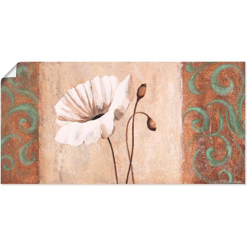 4055327298445 - Wandbild ARTLAND Mohnblumen mit Ornamenten Bilder Gr B H 60 cm x 30 cm Poster Blumen 1 St beige (naturfarben) Bild Metallbild Metallbilder Bilder als Alubild Leinwandbild Wandaufkleber oder Poster in versch Größen