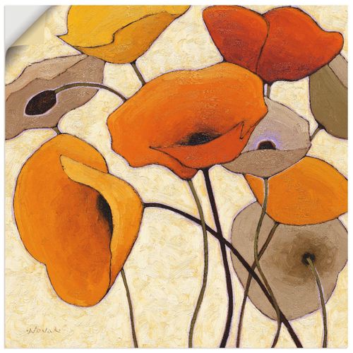 4062144450116 - Wandbild ARTLAND Kürbismohn III Bilder Gr B H 50 cm x 50 cm Wandaufkleber - Vinyl Blumen quadratisch 1 St orange Bild Poster Bilder als Leinwandbild Wandaufkleber oder in versch Größen
