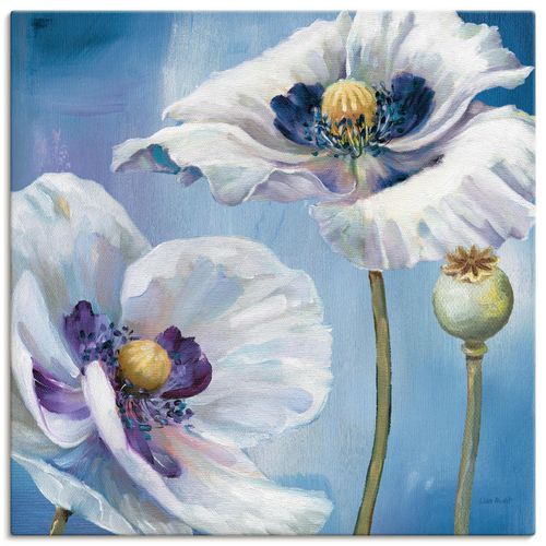 4055327716468 - Wandbild ARTLAND Blauer Tanz II Bilder Gr B H 50 cm x 50 cm Leinwandbild Blumen quadratisch 1 St blau Bild Poster Bilder als Leinwandbild Wandaufkleber oder in versch Größen