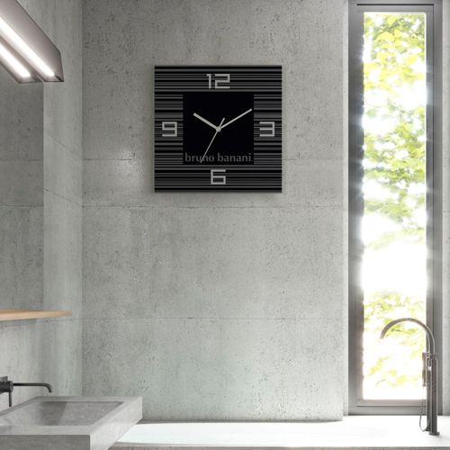 4062144894804 - Wanduhr BRUNO BANANI Thin Stripes auf Alu Wanduhren Gr B H T 30 cm x 30 cm x 03 cm Quarzuhr schwarz Wanduhren analog 30 cm